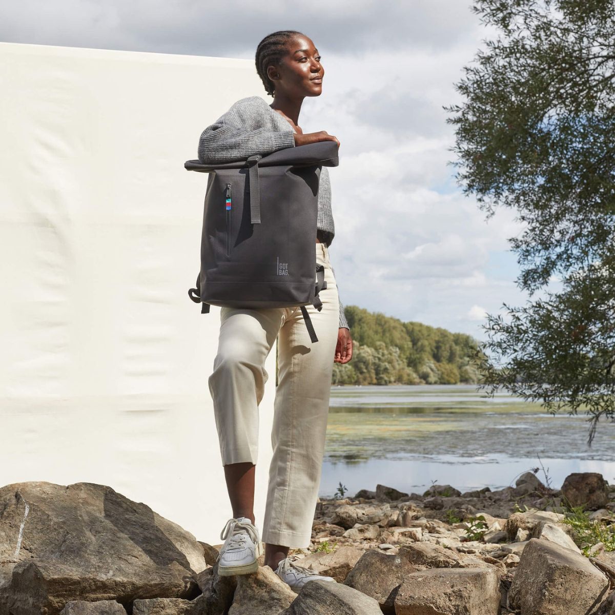ROLLTOP lite aus Meeresplastik Shark - Rucksack