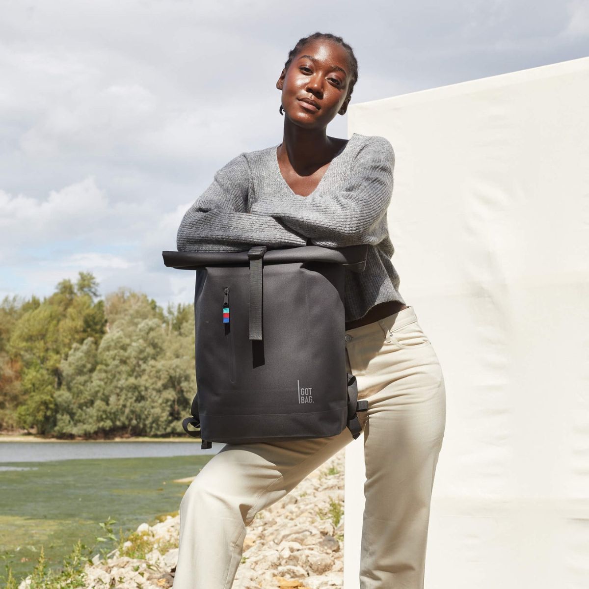 ROLLTOP lite aus Meeresplastik Shark - Rucksack