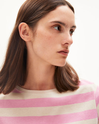Finiaa Block Stripes Raspberry Pink-Light Desert - T-Shirt Damen
