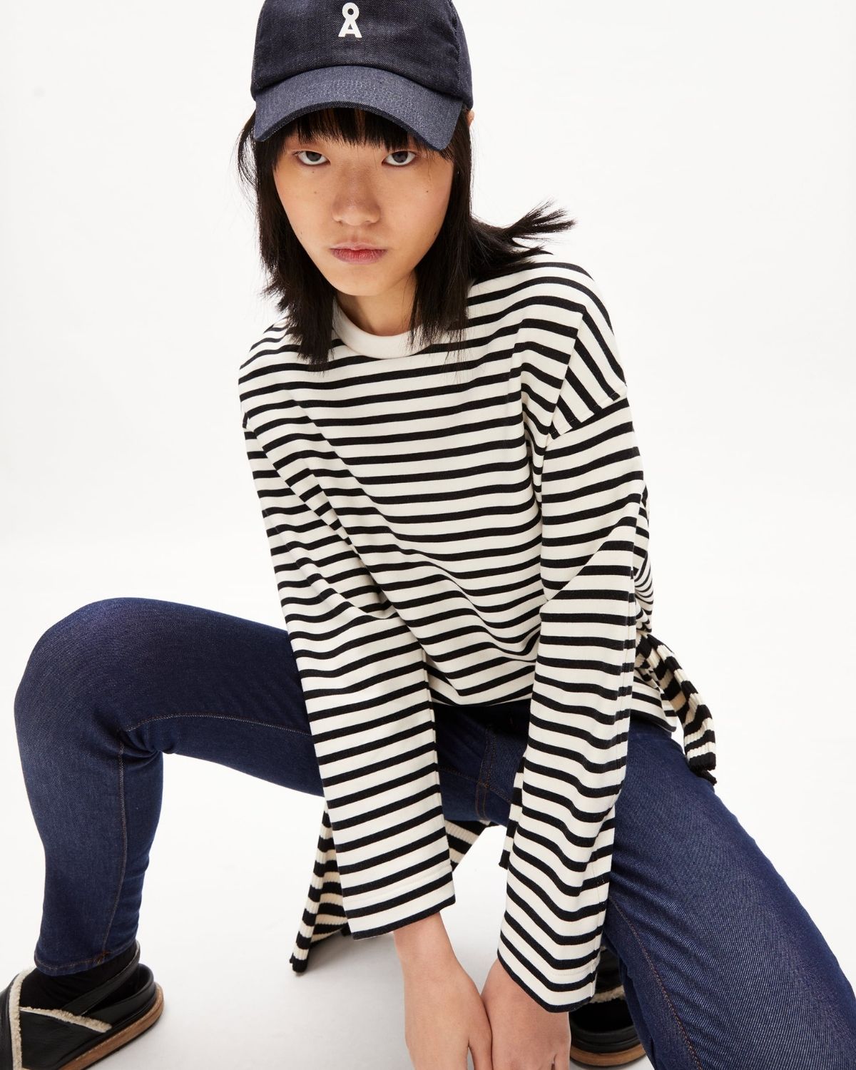 Frankaa Stripe Undyed-Black - Sweatshirt Damen