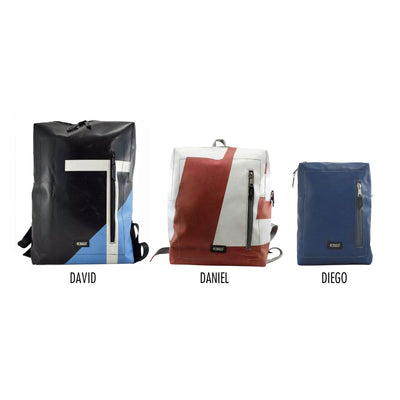 Daniel upcycled backpack Rot/Gelb