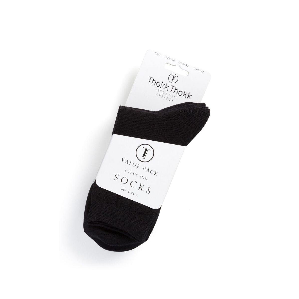 3 Pack Mid Socks Black - Socken