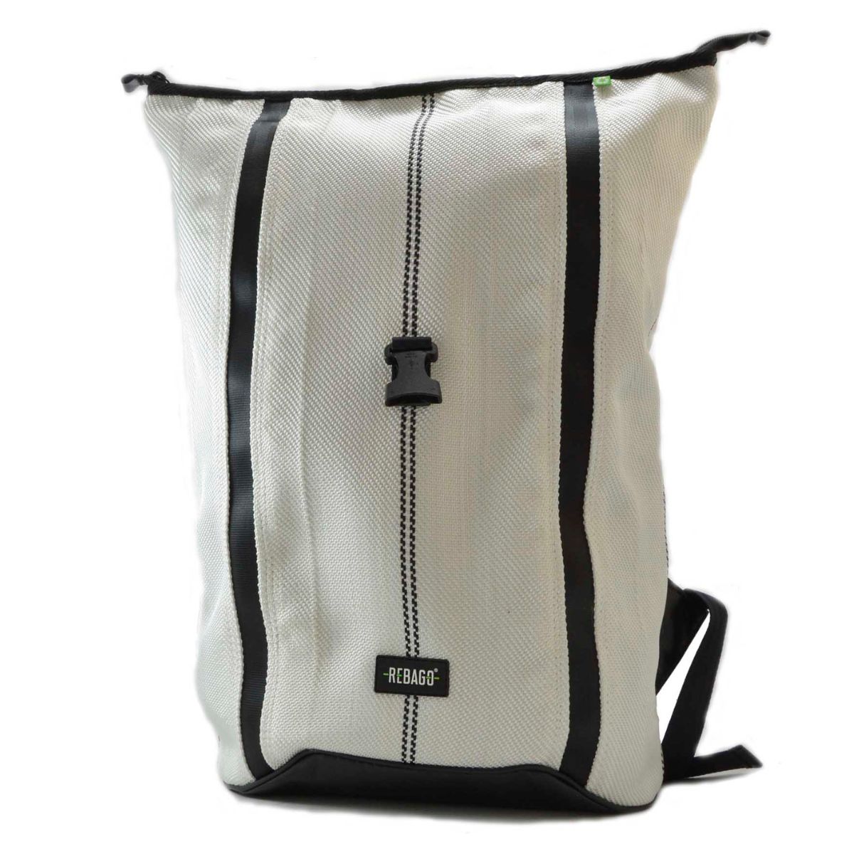 GEORGE upcycled backpack Rolltop Weiss/Schwarz