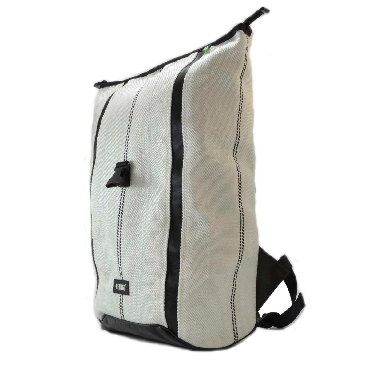 GEORGE upcycled backpack Rolltop Weiss/Schwarz