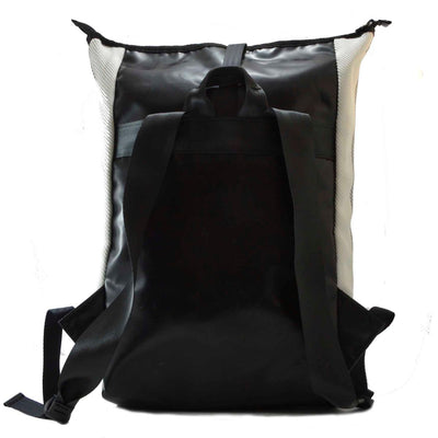 GEORGE upcycled backpack Rolltop Weiss/Schwarz