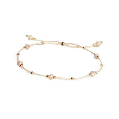 Bracelet Crystal Dots Peach Moonstone Beige/Gold - Armkette