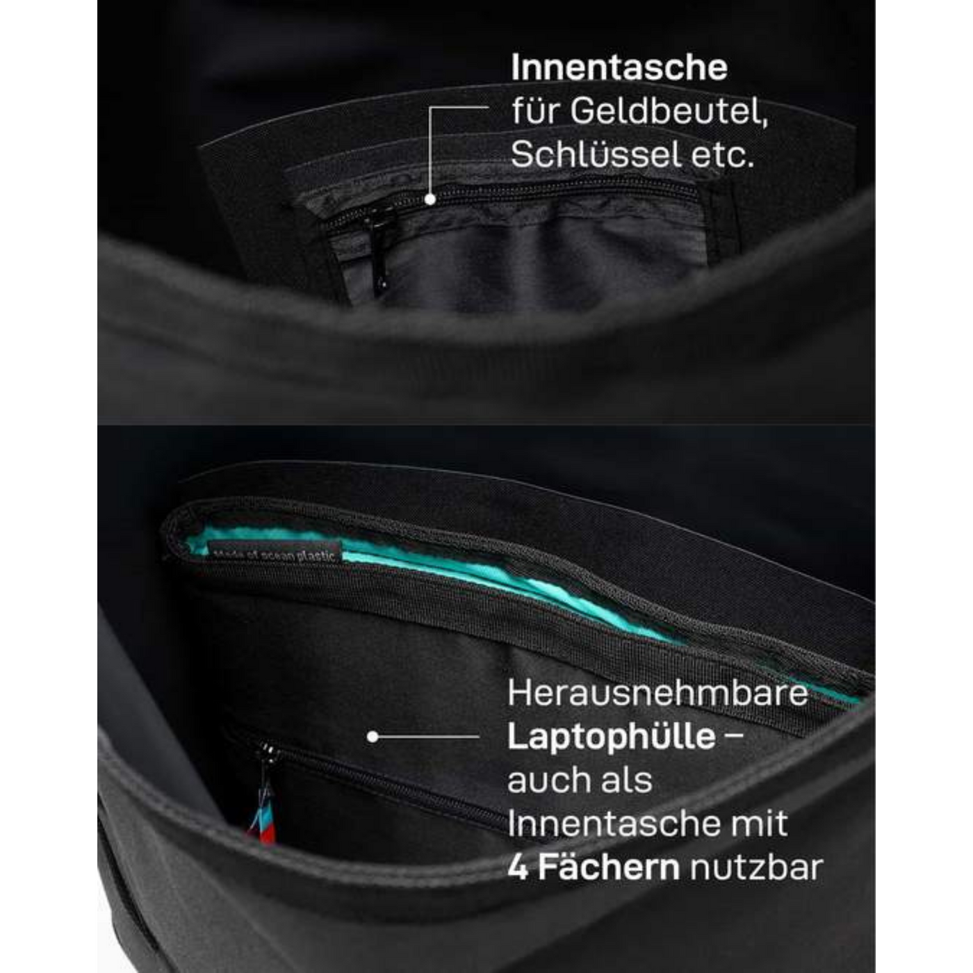 GOT Bag - ROLLTOP aus Meeresplastik Black - Nahmoo